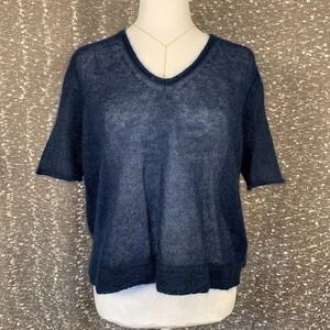 Juicy Couture Blue Mohair V-Neck Short Sleeve‎ Pullover Shirt Women's XS
